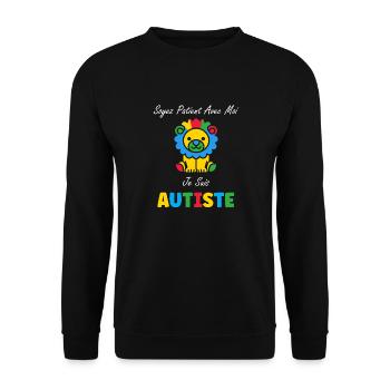 Soyez patient avec moi je suis autiste - Sweat-shirt Unisexe - noir - Devant - Alina (178cm) & Michal (187cm)