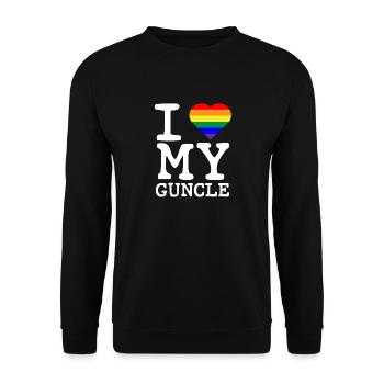 I Love My Guncle Gay Homosexual Rainbow Heart - Unisex Sweatshirt - black - Front - Alina (178cm) & Michal (187cm)