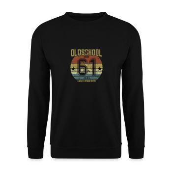 June 1961 - Geburtstag im Juni Oldschool - Unisex Pullover - Schwarz - Vorne - Alina (178cm) & Michal (187cm)