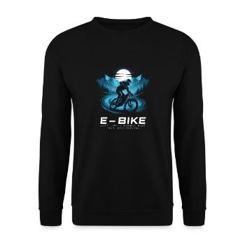 E-Bike Saying Ebiker Cyclist Mountains Nature - Unisex Sweatshirt - black - Front - Alina (178cm) & Michal (187cm)