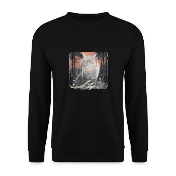 Wald Fuchs Waldtiere Wildtiere Füchse Natur Retro - Unisex Pullover - Schwarz - Vorne - Alina (178cm) & Michal (187cm)