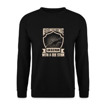 An Old Man With A Cue Stick Billard Pool Billiard - Unisex Pullover - Schwarz - Vorne - Alina (178cm) & Michal (187cm)