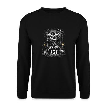 Memento Mori Tempus Fugit Sanduhr Stoisch - Unisex Pullover - Schwarz - Vorne - Alina (178cm) & Michal (187cm)