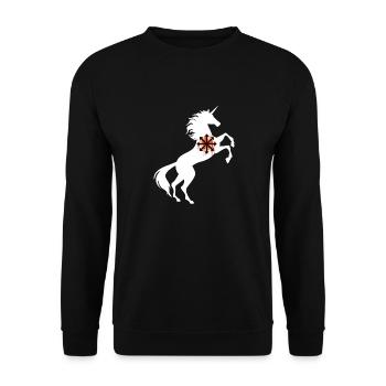 Einhorn Chaos Symbol TShirt Acht Pfeile Magisch - Unisex Pullover - Schwarz - Vorne - Alina (178cm) & Michal (187cm)