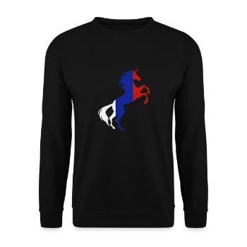 Einhorn Russland Flagge TShirt Magisches Einhorn Russisch - Unisex Pullover - Schwarz - Vorne - Alina (178cm) & Michal (187cm)