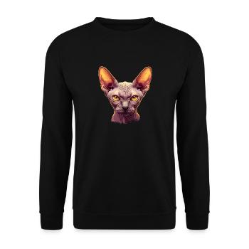 Sphynx Kätzchen Sphynx Katze - Unisex Pullover - Schwarz - Vorne - Alina (178cm) & Michal (187cm)