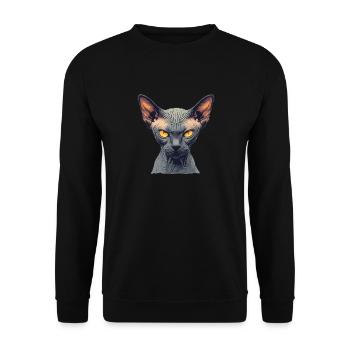 Sphynx Kätzchen Sphynx Katze - Unisex Pullover - Schwarz - Vorne - Alina (178cm) & Michal (187cm)