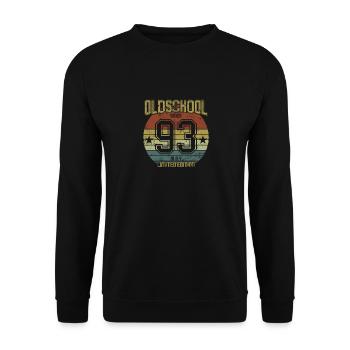 May 1993 - Geburtstag im Mai Oldschool - Unisex Pullover - Schwarz - Vorne - Alina (178cm) & Michal (187cm)