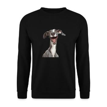 Whippet | Illustration de dessin animé - Sweat-shirt Unisexe - noir - Devant - Alina (178cm) & Michal (187cm)