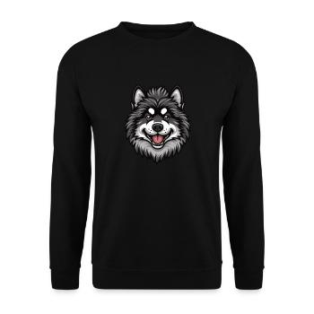 Wolfsspitz Keeshond | Cartoon Artwork - Unisex Pullover - Schwarz - Vorne - Alina (178cm) & Michal (187cm)