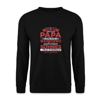 Proud Dad T-Shirt Gift from Son - Unisex Sweatshirt - black - Front - Alina (178cm) & Michal (187cm)