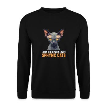 Sphynx Kätzchen Sphynx Katze - Unisex Pullover - Schwarz - Vorne - Alina (178cm) & Michal (187cm)