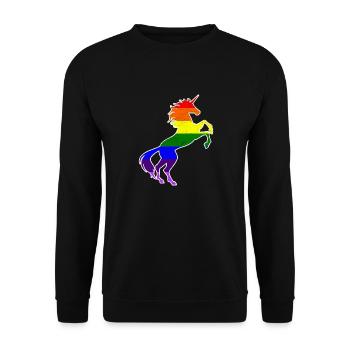 T-shirt drapeau de la Gay Pride Licorne LGBT Rainbow Pride - Sweat-shirt Unisexe - noir - Devant - Alina (178cm) & Michal (187cm)