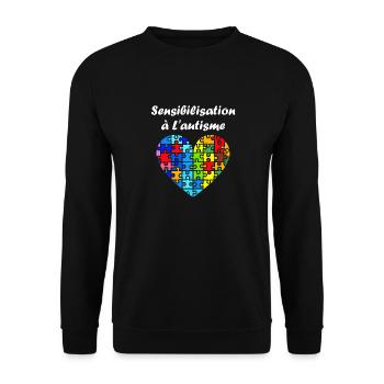 sensibilisation a l'autisme autiste - Sweat-shirt Unisexe - noir - Devant - Alina (178cm) & Michal (187cm)