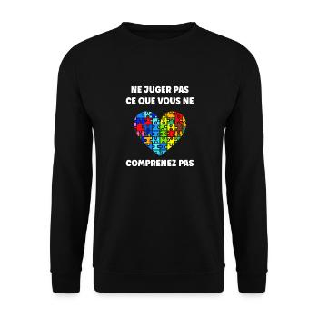 sensibilisation a l'autisme autiste - Sweat-shirt Unisexe - noir - Devant - Alina (178cm) & Michal (187cm)
