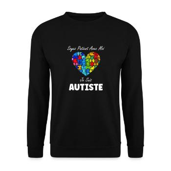 sensibilisation a l'autisme autiste - Sweat-shirt Unisexe - noir - Devant - Alina (178cm) & Michal (187cm)