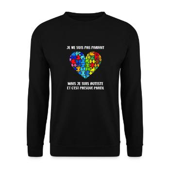 sensibilisation a l'autisme autiste - Sweat-shirt Unisexe - noir - Devant - Alina (178cm) & Michal (187cm)