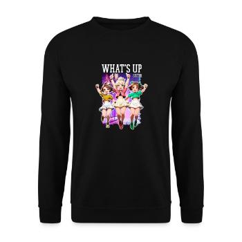 Quoi de neuf Sœur Drôle Tendance Streamer Jolie Fille - Sweat-shirt Unisexe - noir - Devant - Alina (178cm) & Michal (187cm)