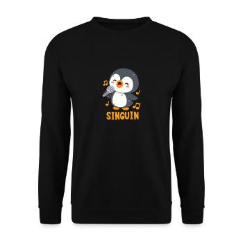 Singing Penguin: Singuin - Unisex Sweatshirt - black - Front - Alina (178cm) & Michal (187cm)