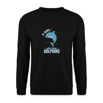 A Girl Who Loves Dolphins Sea Dolphin - Unisex Sweatshirt - black - Front - Alina (178cm) & Michal (187cm)