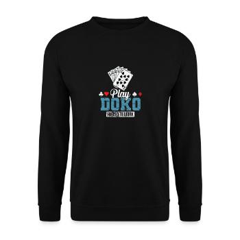 Play Doko Forced to Work Kartenspiel - Unisex Pullover - Schwarz - Vorne - Alina (178cm) & Michal (187cm)