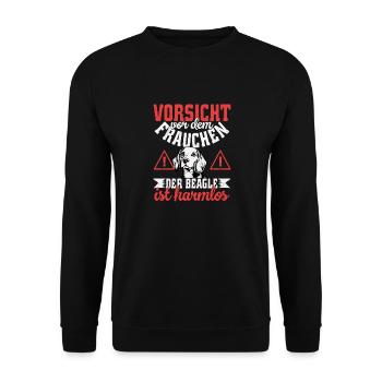 Beware of the owner of the Beagle is harmless - Unisex Sweatshirt - black - Front - Alina (178cm) & Michal (187cm)