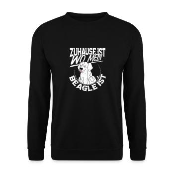 Zuhause ist wo mein Beagle ist - Unisex Pullover - Schwarz - Vorne - Alina (178cm) & Michal (187cm)