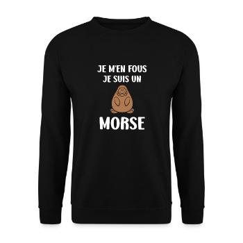 Animal humour Morse - Sweat-shirt Unisexe - noir - Devant - Alina (178cm) & Michal (187cm)
