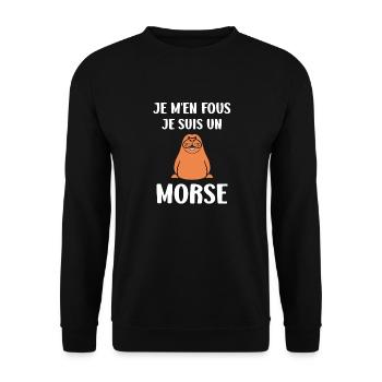 Animal humour Morse - Sweat-shirt Unisexe - noir - Devant - Alina (178cm) & Michal (187cm)