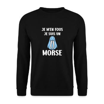 Animal humour Morse - Sweat-shirt Unisexe - noir - Devant - Alina (178cm) & Michal (187cm)