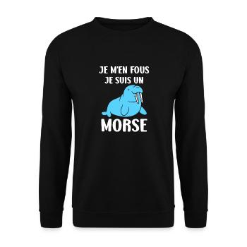 Animal humour Morse - Sweat-shirt Unisexe - noir - Devant - Alina (178cm) & Michal (187cm)