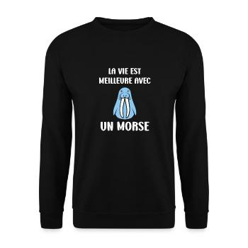 Animal humour Morse - Sweat-shirt Unisexe - noir - Devant - Alina (178cm) & Michal (187cm)