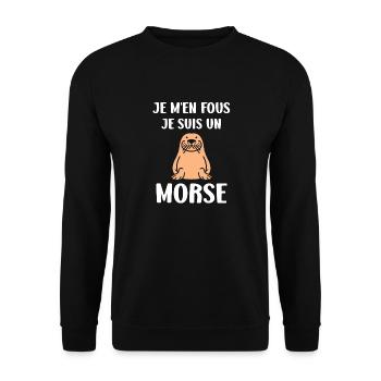 Animal humour Morse - Sweat-shirt Unisexe - noir - Devant - Alina (178cm) & Michal (187cm)