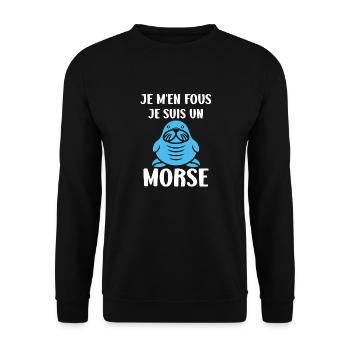 Animal humour Morse - Sweat-shirt Unisexe - noir - Devant - Alina (178cm) & Michal (187cm)