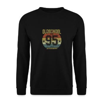 July 1995 - Geburtstag im Juli Oldschool - Unisex Pullover - Schwarz - Vorne - Alina (178cm) & Michal (187cm)