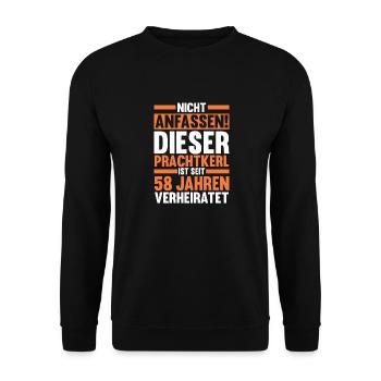 Ehe Engelshochzeit 58 Jahre Verheiratet Hochzeitst - Unisex Pullover - Schwarz - Vorne - Alina (178cm) & Michal (187cm)