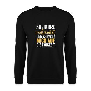 Ehe Engelshochzeit 58 Jahre Verheiratet Hochzeitst - Unisex Pullover - Schwarz - Vorne - Alina (178cm) & Michal (187cm)