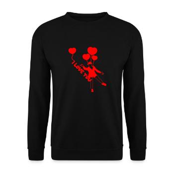 Ich liebe dich rote herz Luftballons - Unisex Pullover - Schwarz - Vorne - Alina (178cm) & Michal (187cm)