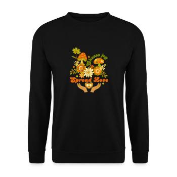 Entscheide dich für Freude, verbreite Liebe - Unisex Pullover - Schwarz - Vorne - Alina (178cm) & Michal (187cm)