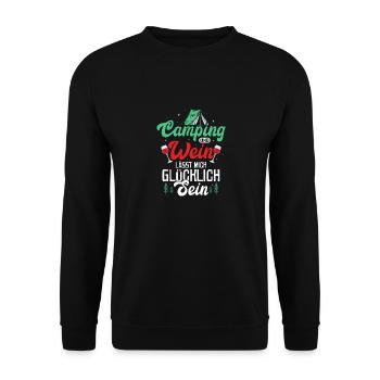 Camping and Wine Makes Me Happy Camper - Unisex Sweatshirt - black - Front - Alina (178cm) & Michal (187cm)
