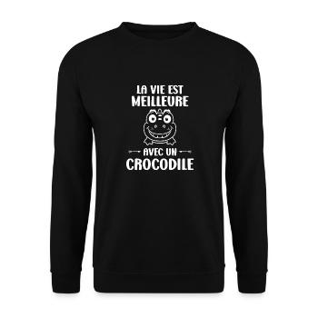 Humour Crocodile - Sweat-shirt Unisexe - noir - Devant - Alina (178cm) & Michal (187cm)