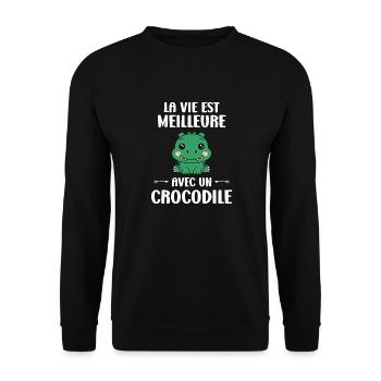 Humour Crocodile - Sweat-shirt Unisexe - noir - Devant - Alina (178cm) & Michal (187cm)