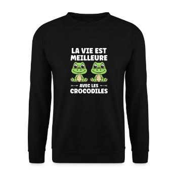 Humour Crocodile - Sweat-shirt Unisexe - noir - Devant - Alina (178cm) & Michal (187cm)