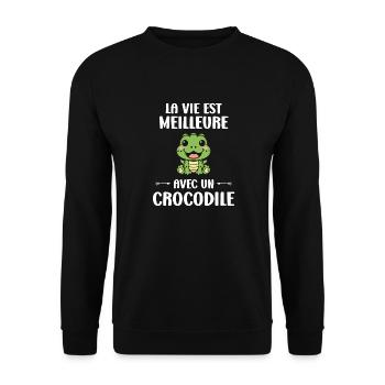 Humour Crocodile - Sweat-shirt Unisexe - noir - Devant - Alina (178cm) & Michal (187cm)