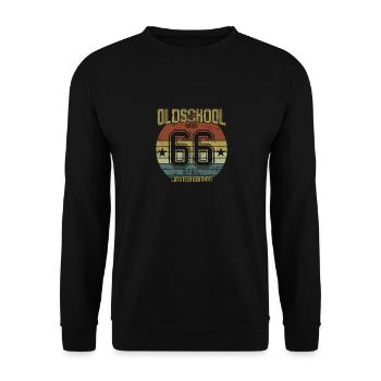April 1966 - Geburtstag im April Oldschool - Unisex Pullover - Schwarz - Vorne - Alina (178cm) & Michal (187cm)