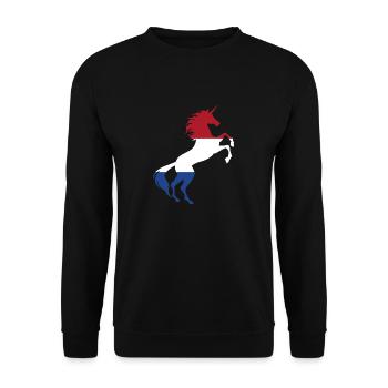 T-Shirt Licorne Drapeau Pays-Bas Licorne Magique - Sweat-shirt Unisexe - noir - Devant - Alina (178cm) & Michal (187cm)