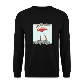 FLAMANT ROSE- PLUIE- RÉTRO - Sweat-shirt Unisexe - noir - Devant - Alina (178cm) & Michal (187cm)