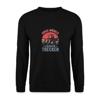 Filles Cool Conduisant Tracteur Ferme Femme De Fermier - Sweat-shirt Unisexe - noir - Devant - Alina (178cm) & Michal (187cm)
