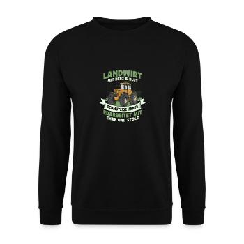 Landwirt Mit Herz & Blut Bauernhof Bauer - Unisex Pullover - Schwarz - Vorne - Alina (178cm) & Michal (187cm)