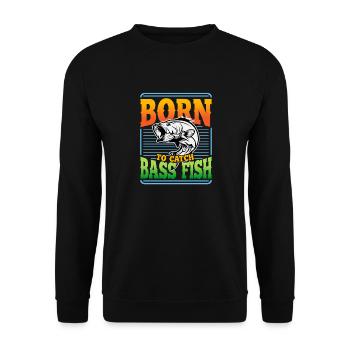 Geboren, um Barschfische zu fangen - Unisex Pullover - Schwarz - Vorne - Alina (178cm) & Michal (187cm)